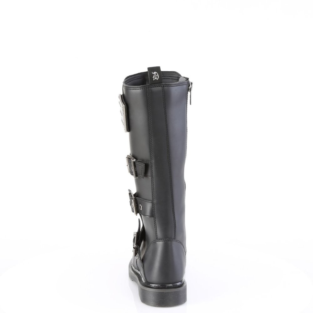 Demonia BOLT-405 Black Vegan Leather Mens Goth Combat Boots - Picture 2 of 4